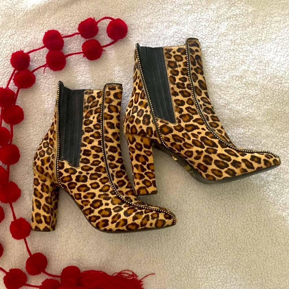 Just Cavalli Leopard Print Platform Boots Made in Italy Leather EU 37